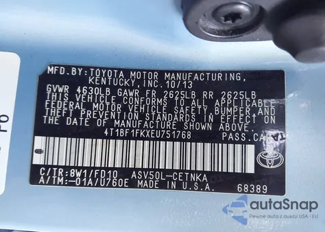 2014 Toyota Camry Le from USA, damaged, VIN 4T1BF1FKXEU751768